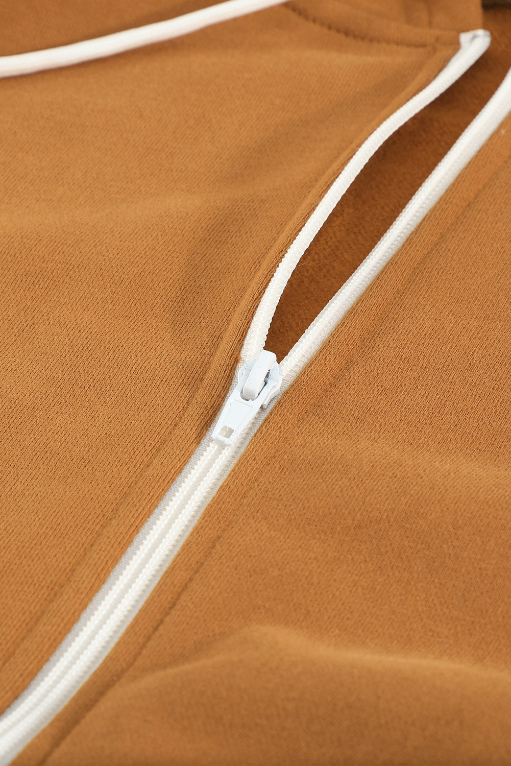 Brown Zip-Up Pocket Drawstring Hoodie Jacket Jackets JT's Designer Fashion