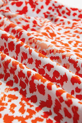 Tomato Red Leopard Print Long Sleeve Hollowed Back Split Mini Dress Mini Dresses JT's Designer Fashion