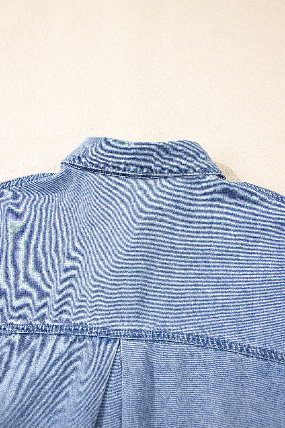 Dusk Blue Short Sleeve Pocketed Button up Denim Tunic Dress Mini Dresses JT's Designer Fashion