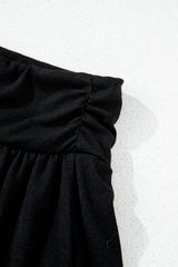 Black Wide Waistband Ruched Skort Casual Shorts JT's Designer Fashion