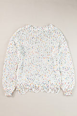 White Colorful Confetti Distressed Knit Sweater Sweaters JT's Designer Fashion