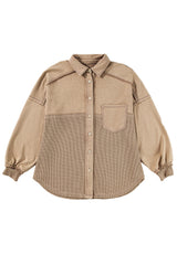 Goat Mineral Wash Textured Patchwork Loose Fit Shacket Jackets JT's Designer Fashion