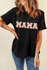 Black MAMA Chenille Graphic Tee Graphic Tees JT's Designer Fashion