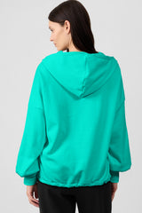Aruba Blue Fleece Lined Half Zipper Kangaroo Pockets Loose Hoodie Sweatshirts & Hoodies JT's Designer Fashion