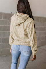 Khaki Checkered Print Kangaroo Pocket Drawstring Hoodie Sweatshirts & Hoodies JT's Designer Fashion
