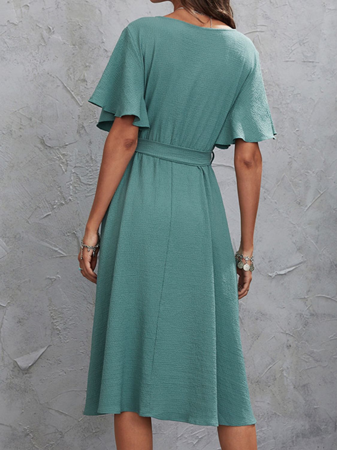 Surplice Flutter Sleeve Midi Dress Midi Dresses JT's Designer Fashion