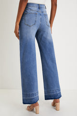 Dusk Blue Raw Hem Unique Cuffs Straight High Rise Loose Jeans Jeans JT's Designer Fashion