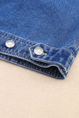 Blue Chest Pockets Drop Shoulder Loose Denim Jacket Denim Jackets JT's Designer Fashion