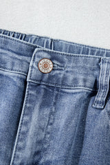 Dusk Blue Foiled Star Patchwork Straight Leg Loose Jeans Jeans JT's Designer Fashion