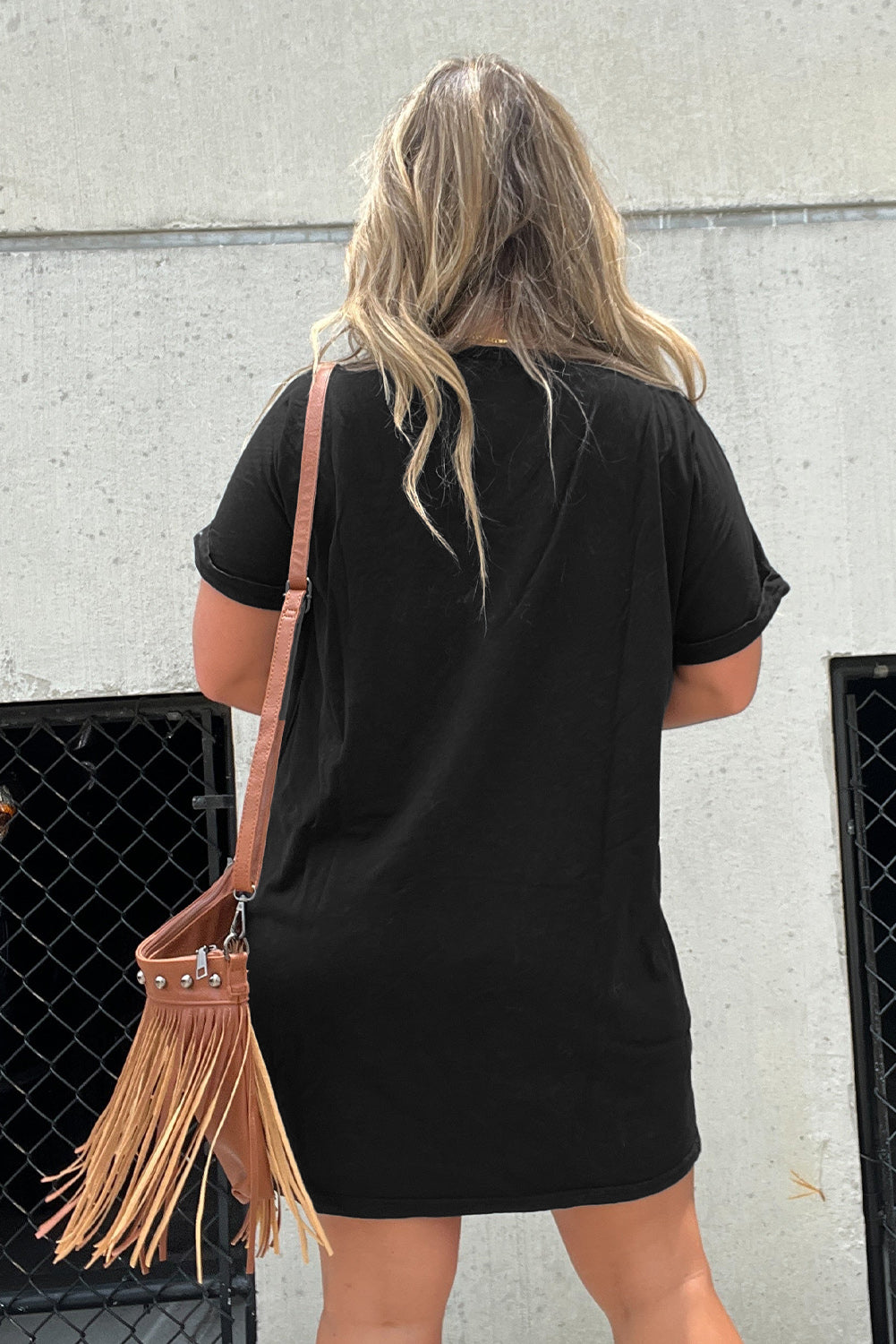 Black Nashville Guitar Print Crew Neck T Shirt Mini Dress T Shirt Dresses JT's Designer Fashion