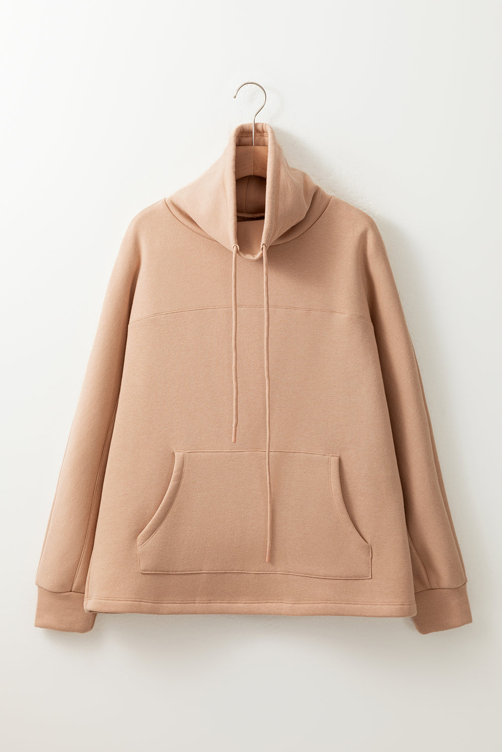 Light French Beige Drawstring Turtleneck Dolman Sleeve Sweatshirt Sweatshirts & Hoodies JT's Designer Fashion