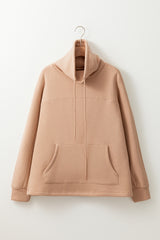 Light French Beige Drawstring Turtleneck Dolman Sleeve Sweatshirt Sweatshirts & Hoodies JT's Designer Fashion