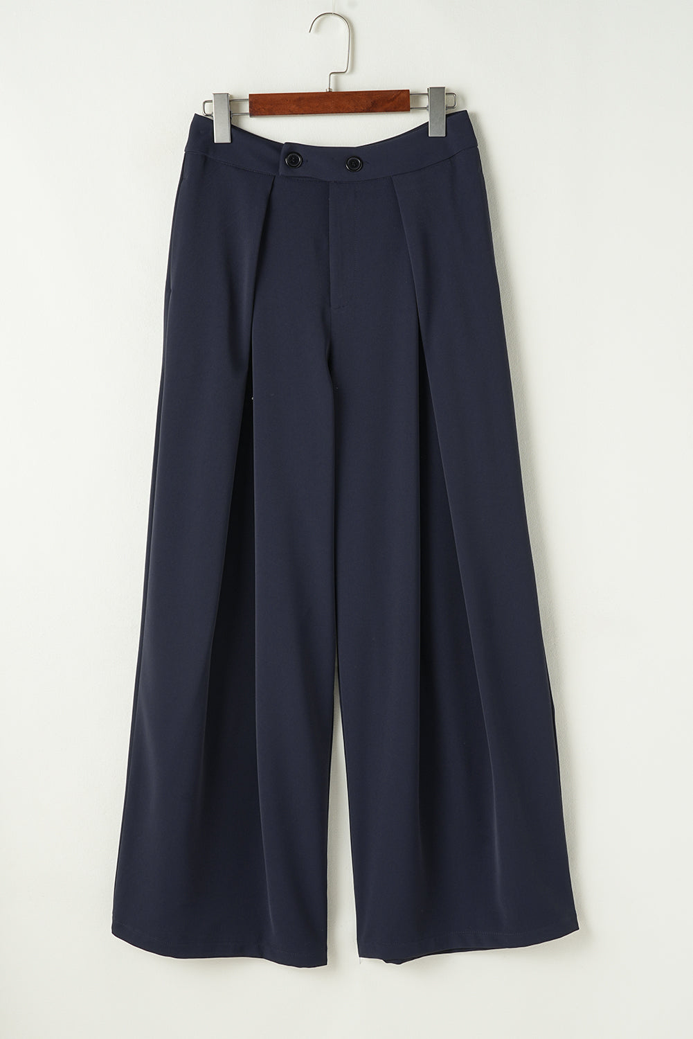 Dirty blue Dual Buttoned High Waist Pleated Wide Leg Pants Pants & Culotte JT's Designer Fashion