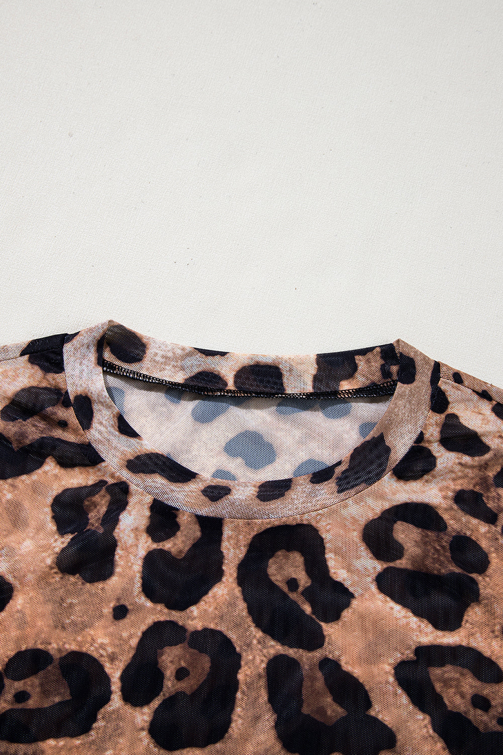 Brown Leopard Round Neck Long Sleeve Slim Top Long Sleeve Tops JT's Designer Fashion
