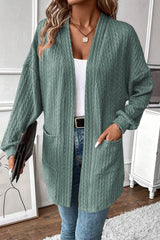 Canton Textured Knit Side Pockets Open Front Cardigan Canton 97%Polyester+3%Elastane Cardigans JT's Designer Fashion