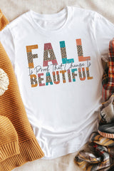 White FALL BEAUTIFUL Leopard Print Short Sleeve T Shirt White 95%Polyester+5%Elastane Graphic Tees JT's Designer Fashion