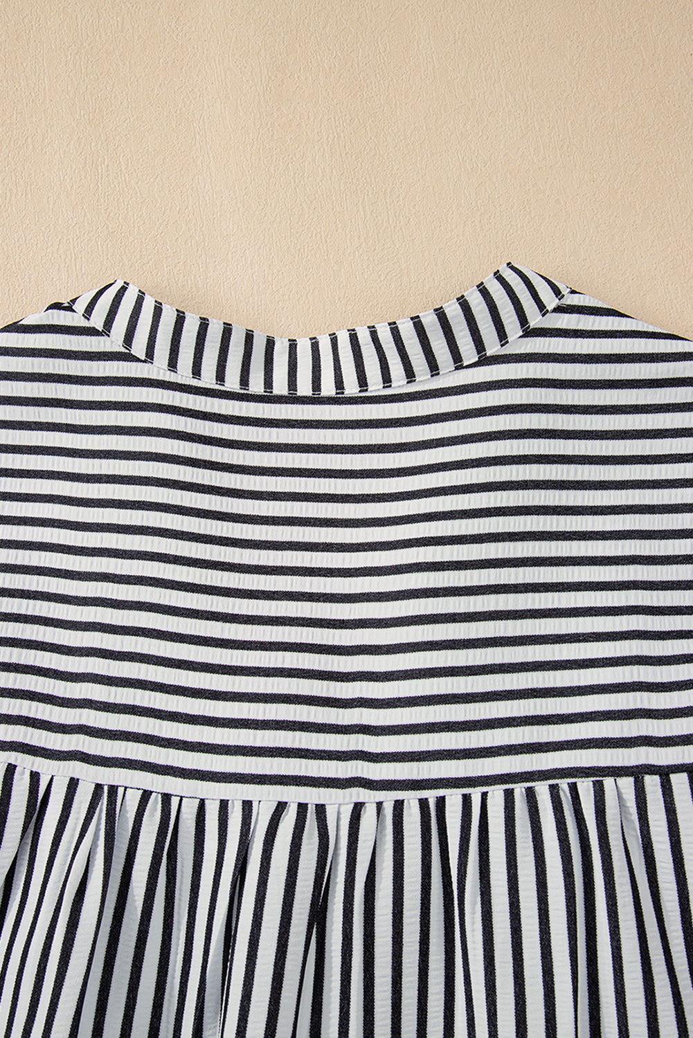 Black Stripe Short Sleeve Buttoned V Neck Pocketed Plus Size Mini Dress Plus Size Mini Dresses JT's Designer Fashion