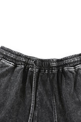 Black Acid Washed Short Lounge Set Short Sets JT's Designer Fashion