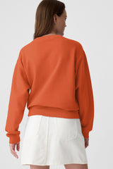 Orange Plain Drop Shoulder Crewneck Pullover Sweatshirt Sweatshirts & Hoodies JT's Designer Fashion