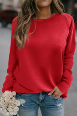 Red Solid Round Neck Raglan Sleeve Sweatshirt Sweatshirts & Hoodies JT's Designer Fashion