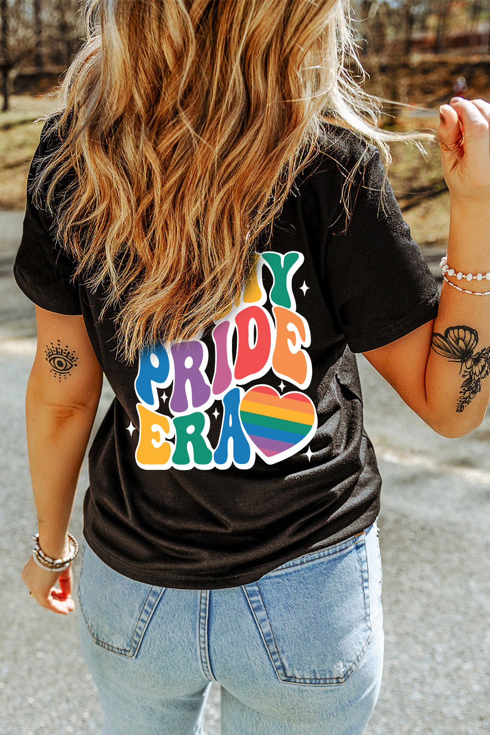 Black Pride Heart Cracking Graphic Detail Cotton Blend T Shirt Graphic Tees JT's Designer Fashion