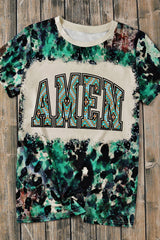 Leopard AMEN Aztec Bleached Print Round Neck T Shirt Graphic Tees JT's Designer Fashion