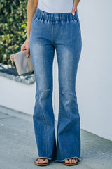 Sky Blue Distressed Bell Bottom Denim Pants Sky Blue light blue Jeans JT's Designer Fashion