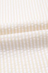 Beige Stripe Stripe Print Puff Sleeve Versatile Pullover Dress Dresses JT's Designer Fashion