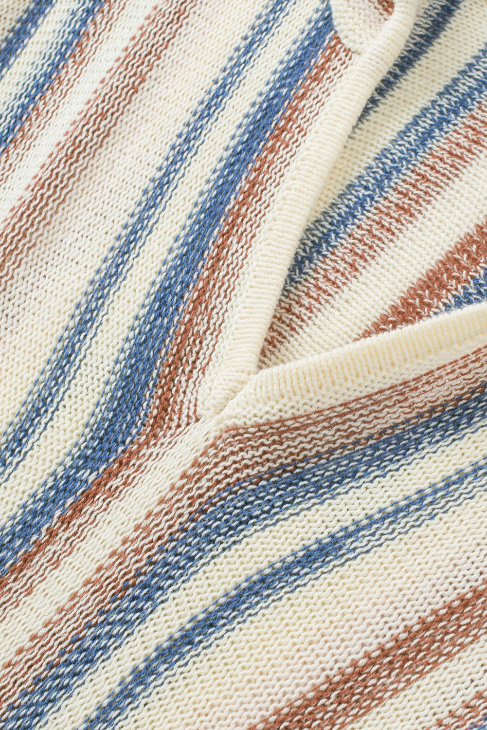 Multicolor Striped Knit Kangaroo Pocket Hooded Sweater Sweaters & Cardigans JT's Designer Fashion