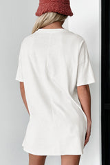 White AMERICA Stars Print Round Neck Oversized T Shirt Graphic Tees JT's Designer Fashion