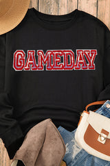 Black Sequined GAME DAY Rugby Football Season Sweatshirt Graphic Sweatshirts JT's Designer Fashion