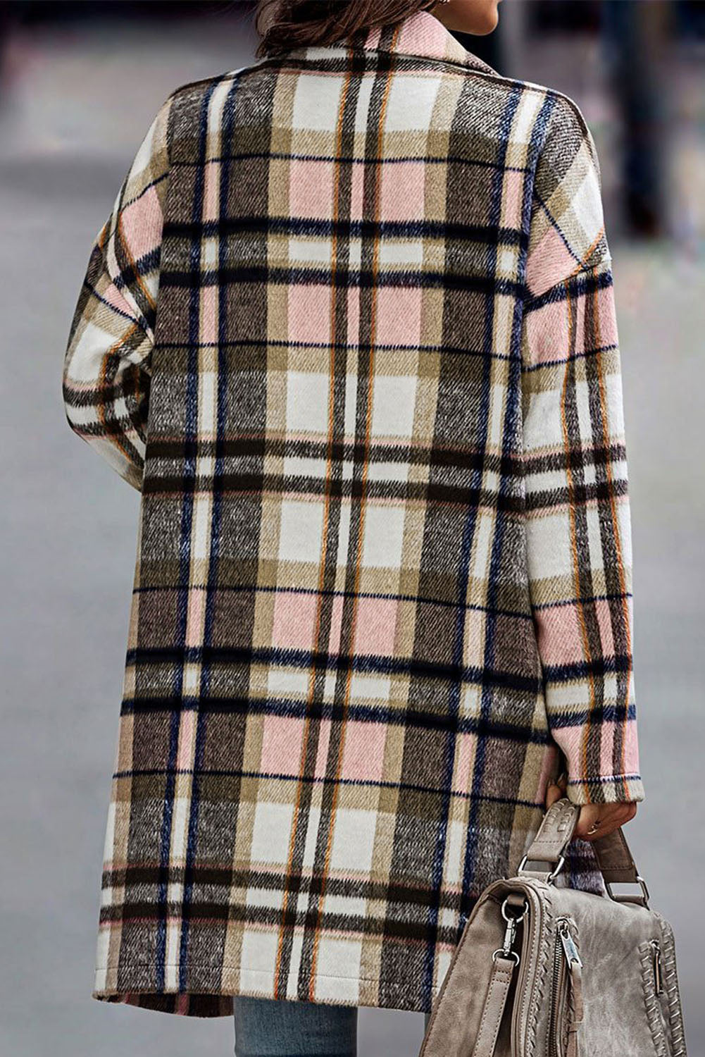 Pink Plaid Button Up Lapel Jacket Plaid Shackets JT's Designer Fashion