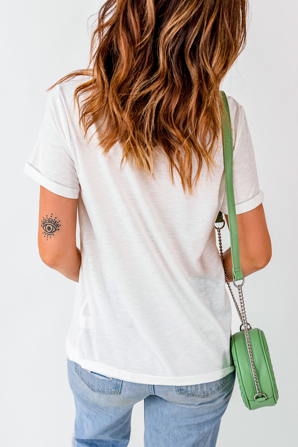 White Polka Dot Bow Rabbit Graphic Crewneck Easter Fashion Tee Graphic Tees JT's Designer Fashion
