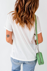 White Polka Dot Bow Rabbit Graphic Crewneck Easter Fashion Tee Graphic Tees JT's Designer Fashion