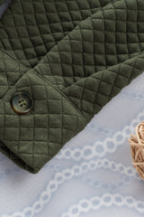 Green Retro Quilted Flap Pocket Button Shacket Jackets JT's Designer Fashion