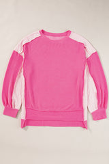 Bonbon Cable Knit Colorblock Exposed Seam Sweatshirt Sweatshirts & Hoodies JT's Designer Fashion