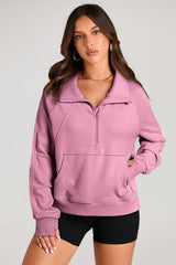 Valerian Quarter Zip Stand Neck Kangaroo Pocket Sweatshirt Sweatshirts & Hoodies JT's Designer Fashion