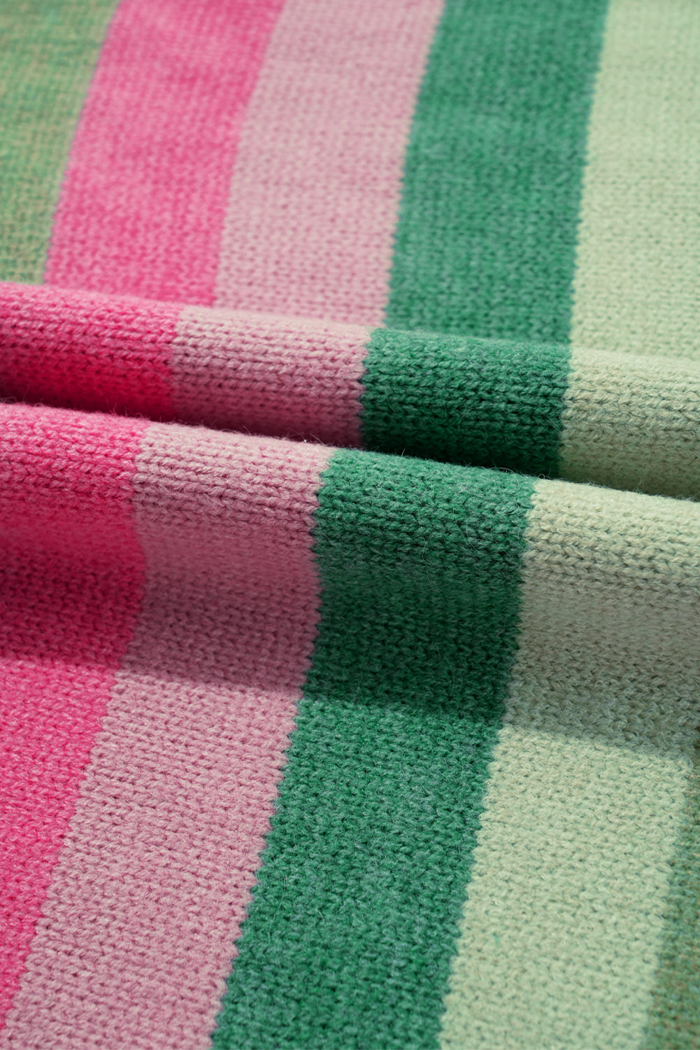 Green Color Block Ribbed Edge Round Neck Sweater Sweaters JT's Designer Fashion