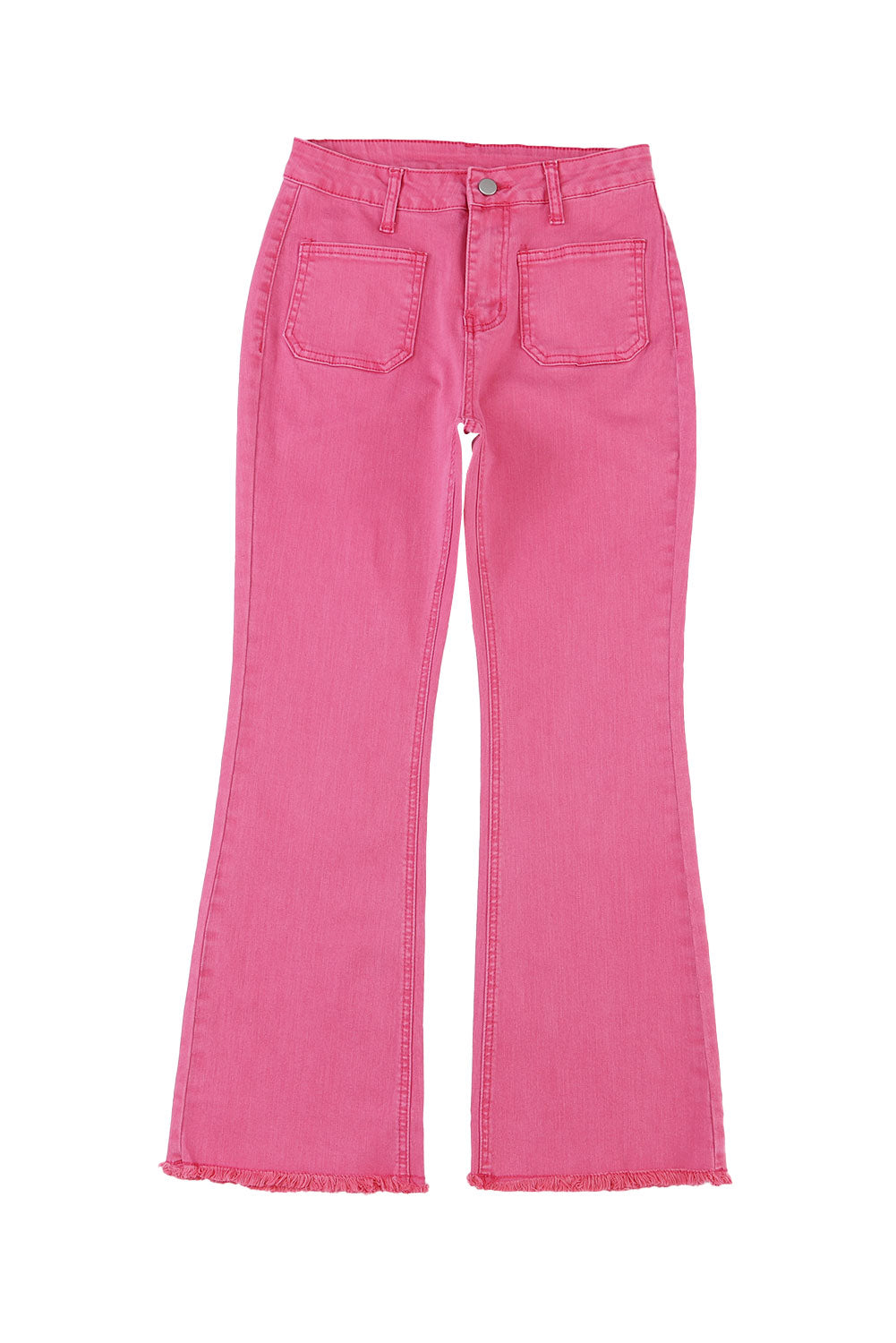 Pink Ankle-length Flare Leg Raw Hem Jeans Jeans JT's Designer Fashion
