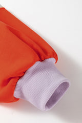 Orange Color Block Side Slits Raglan Sleeve Loose Fit Top Long Sleeve Tops JT's Designer Fashion
