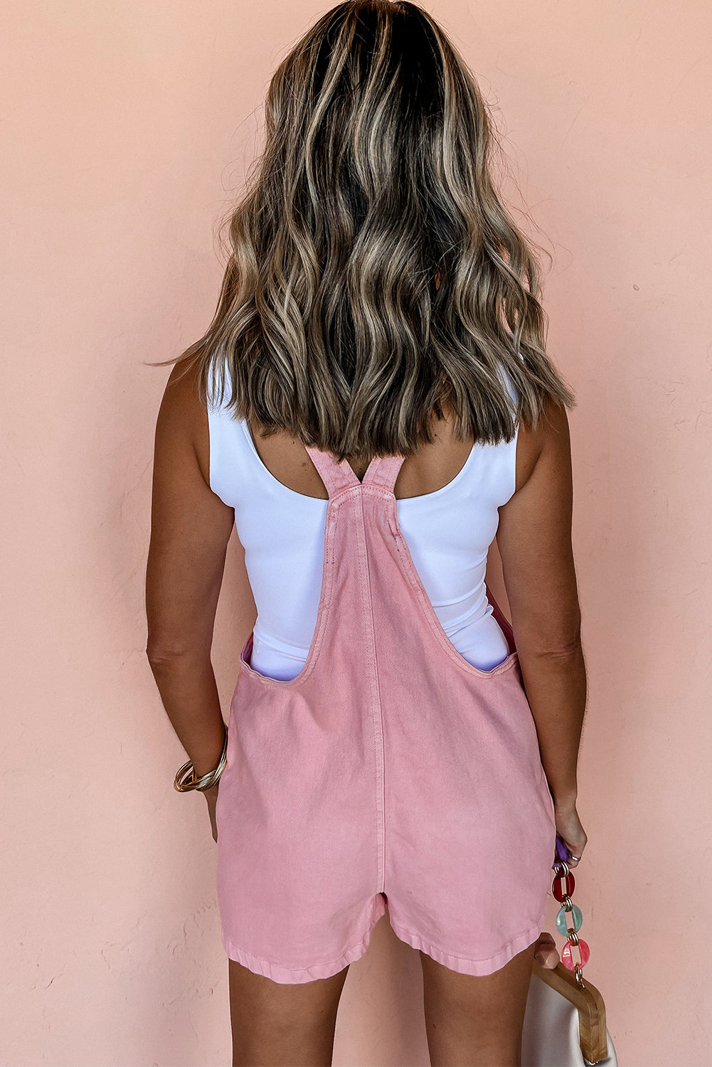 Pink Knot Straps Denim Romper Bottoms JT's Designer Fashion
