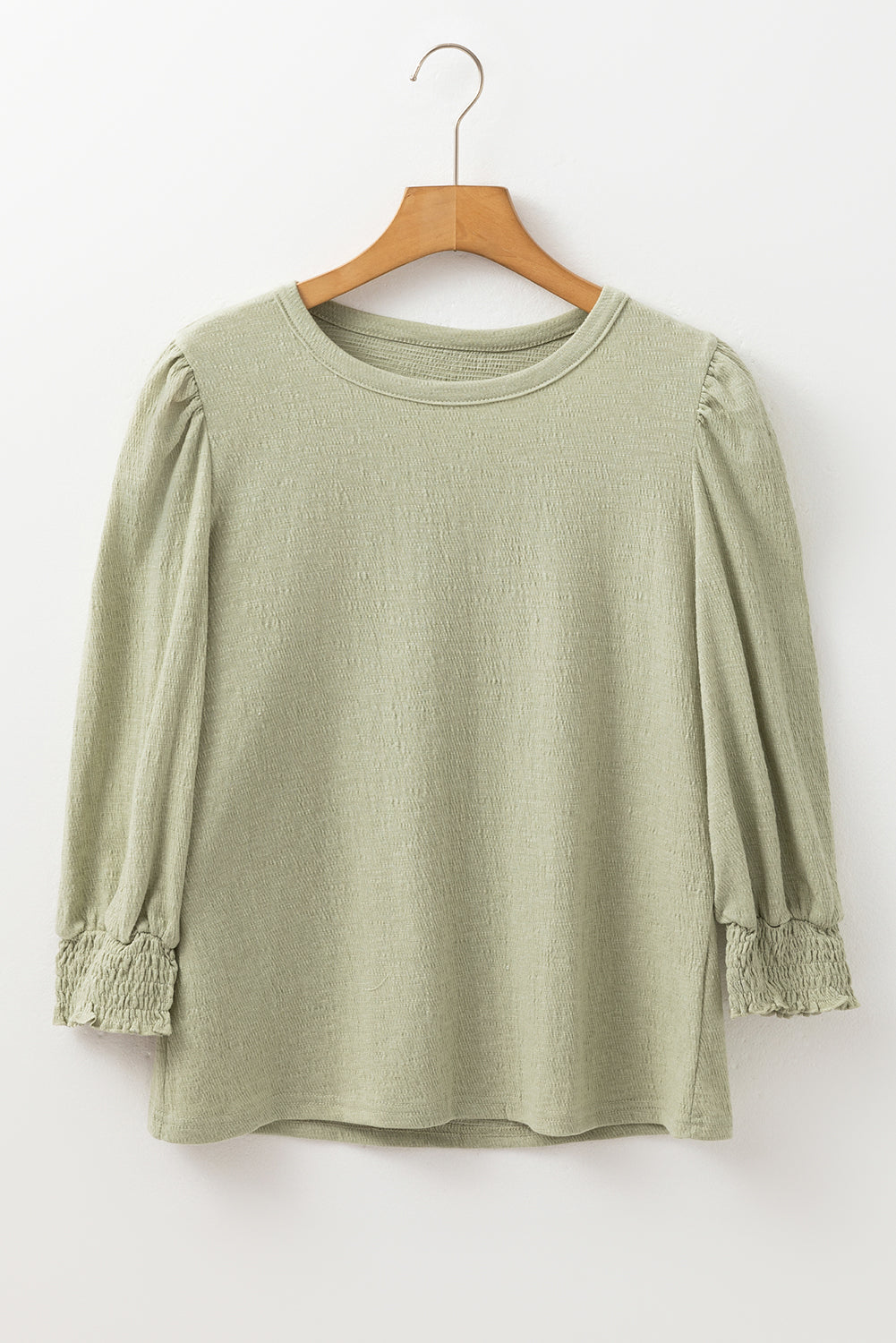 Laurel Green Textured Round Neck Half Sleeve Blouse Blouses & Shirts JT's Designer Fashion