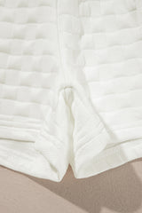 White Solid Color Checkered Texture Short 2pcs Outfit Short Sets JT's Designer Fashion