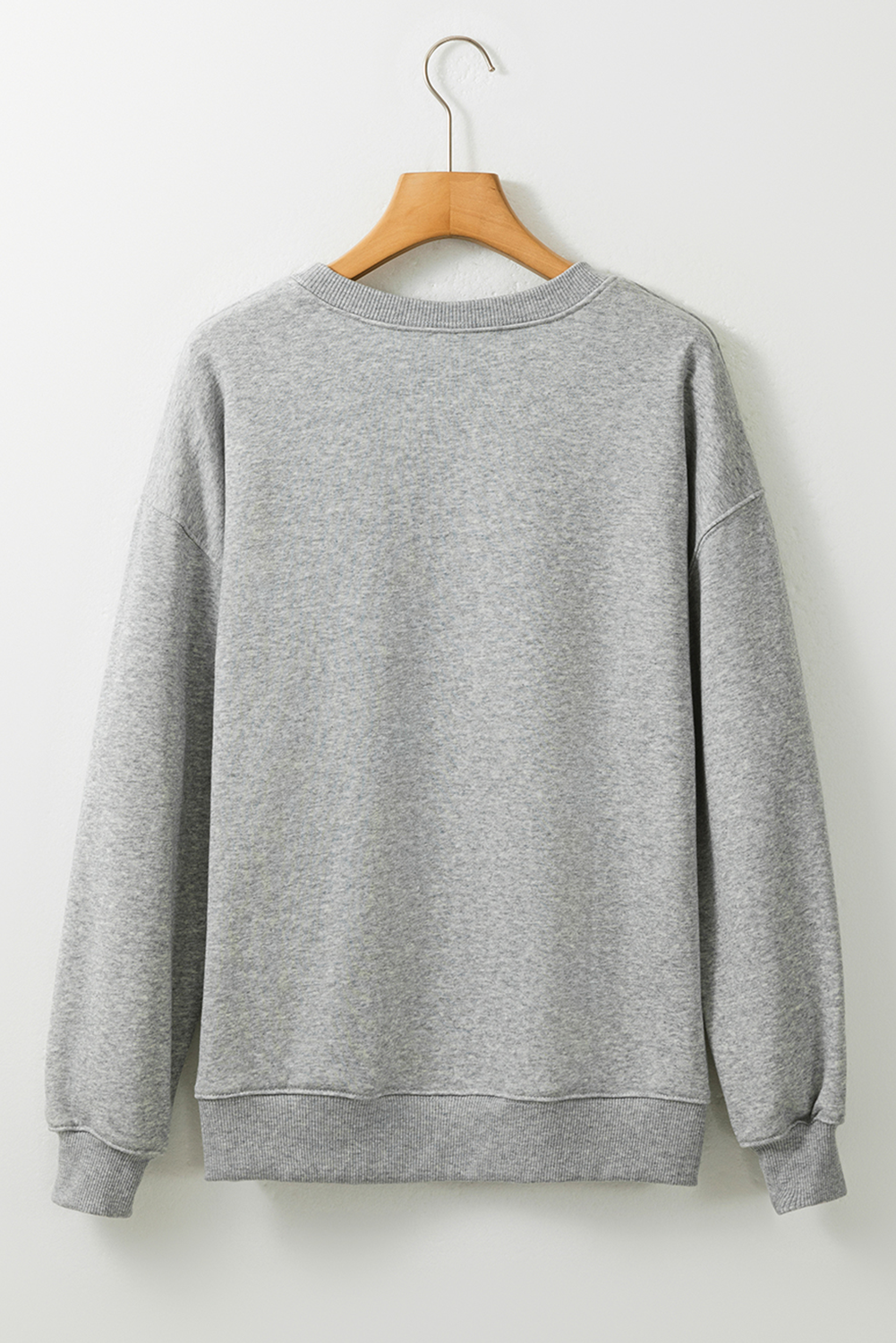 Gray Halloween Ghost Print Crewneck Drop Shoulder Sweatshirt Graphic Sweatshirts JT's Designer Fashion