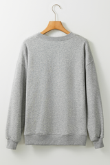 Gray Halloween Ghost Print Crewneck Drop Shoulder Sweatshirt Graphic Sweatshirts JT's Designer Fashion