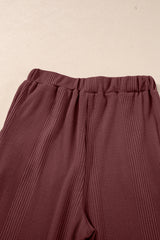 Red Dahlia Solid Color Ribbed Ruffle Tank Top and Pants Set Pant Sets JT's Designer Fashion