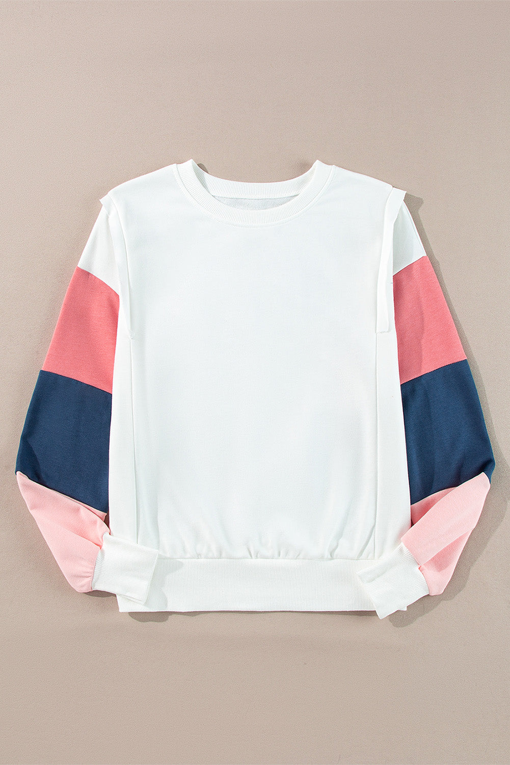 White French Terry Color Block Long Sleeve Top Long Sleeve Tops JT's Designer Fashion