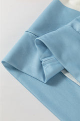 Light Blue Colorblock Striped Drop Shoulder Long Sleeve Top Long Sleeve Tops JT's Designer Fashion