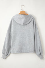 Light Grey Fleece Lined Half Zipper Kangaroo Pockets Loose Hoodie Sweatshirts & Hoodies JT's Designer Fashion