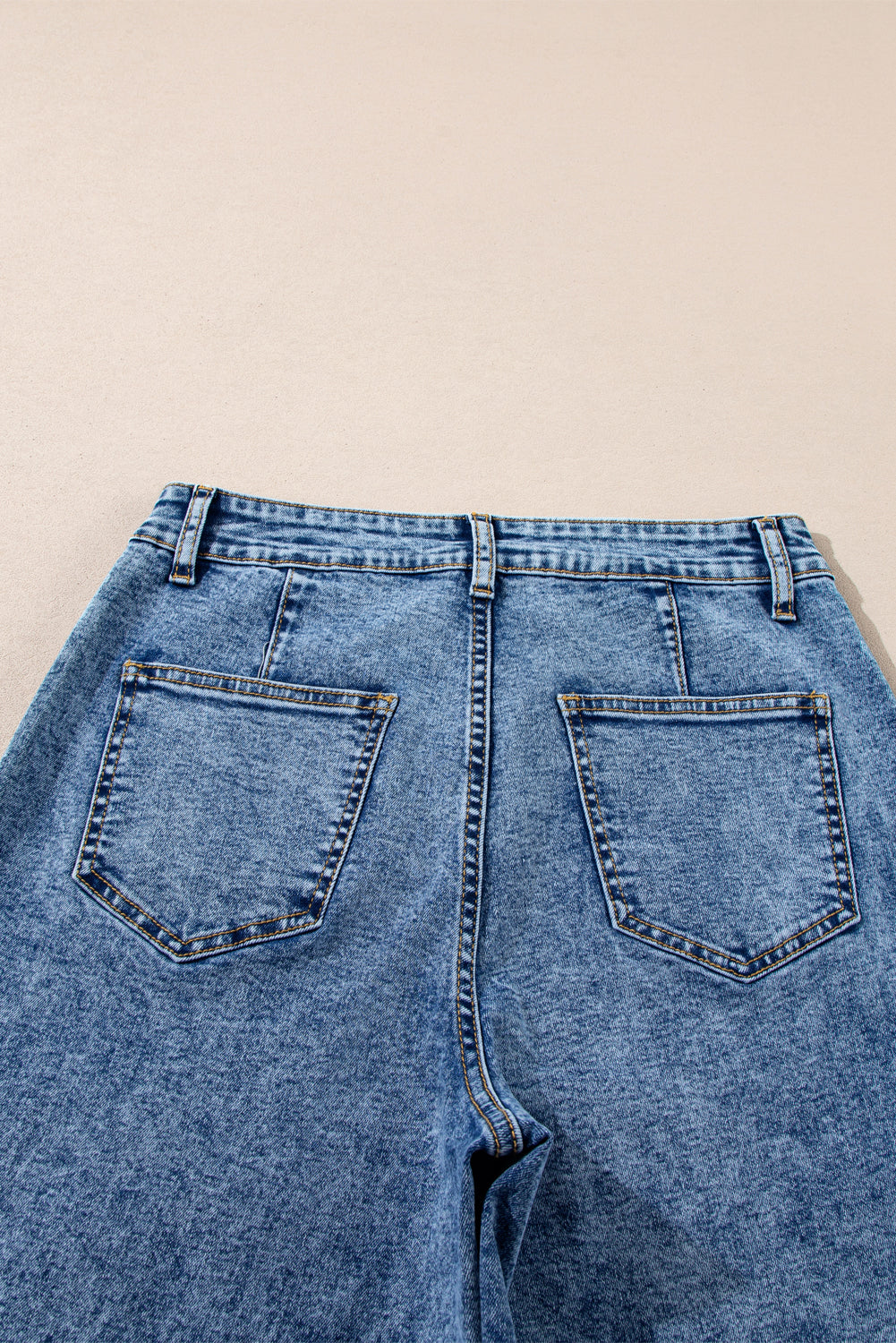 Blue Chic Patch Pocket Straight Leg Loose Jeans Jeans JT's Designer Fashion